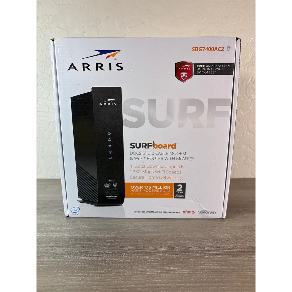 Arris SURFboard SBG7400AC2 DOCSISโ 3.0 Cable Modem AC2350 Dual Band Wi-Fi Router